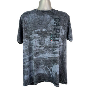 Cento Cento Italiano Blue Graphic Embroidered Crew Neck T-Shirt Size XL